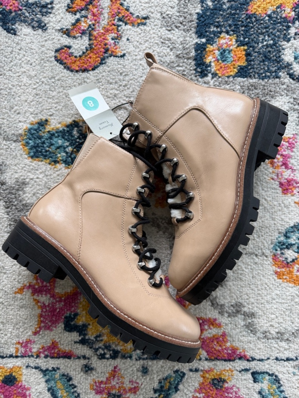 Memory Foam A New Day Leighton Taupe Women’s Hiking Boots Faux Fur NWT Size 8